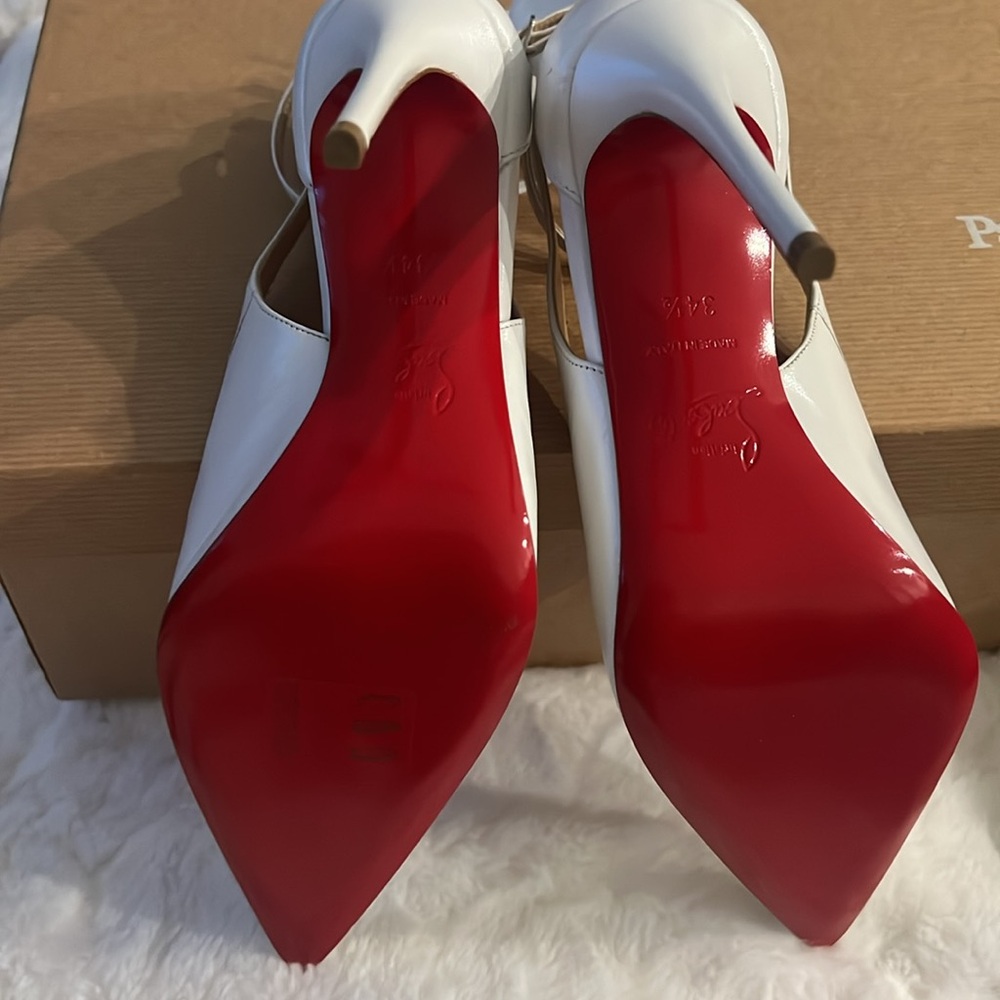 White Pointed-Toe Ankle-Strap Stiletto Pump - Picture 5 of 6
